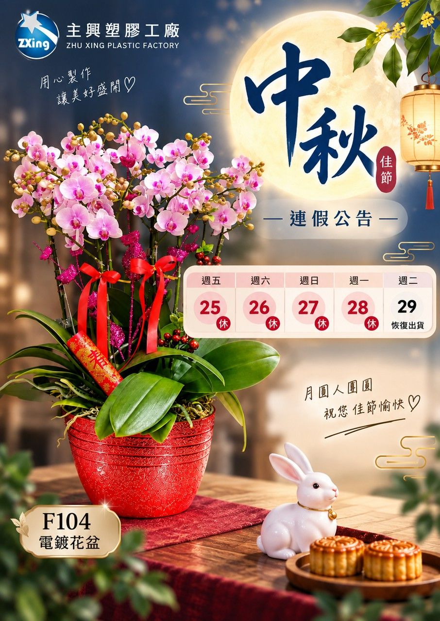 主興塑膠工廠中秋連假出貨提醒
