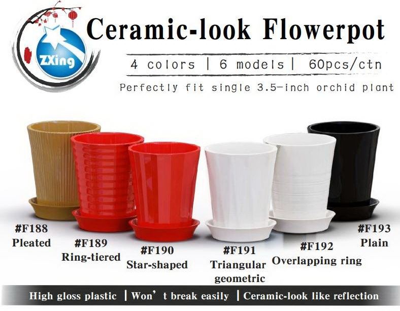 high-gloss plastic plant pot- ceramic-like reflection- zhu xing industry 