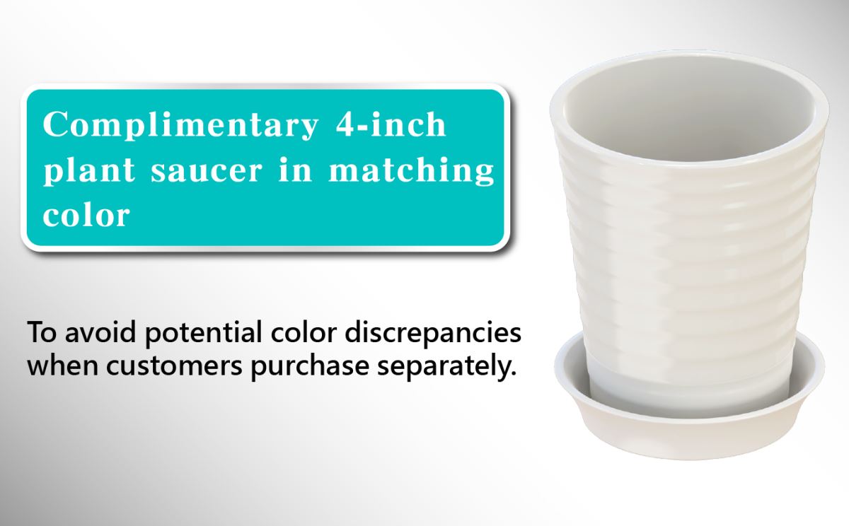 Ceramic-look plastic Flowerpot - More affordable, More recyclable, and More durable,F188 Pleated Ceramic-Look Flowerpot Perfectly fit a single 3.5-inch orchid plant Four colors / Six styles