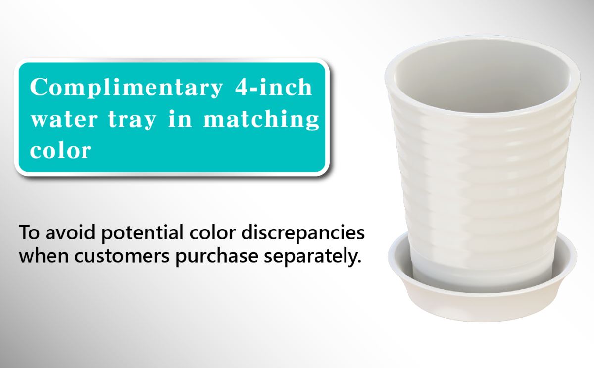 Ceramic-look plastic Flowerpot - More affordable, More recyclable, and More durable,F188 Pleated Ceramic-Look Flowerpot Perfectly fit a single 3.5-inch orchid plant Four colors / Six styles