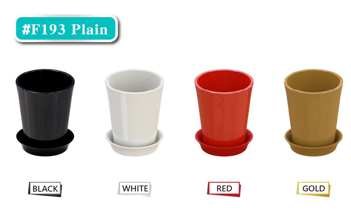 Ceramic-look plastic Flowerpot - More affordable, More recyclable, and More durable,F188 Pleated Ceramic-Look Flowerpot Perfectly fit a single 3.5-inch orchid plant Four colors / Six styles