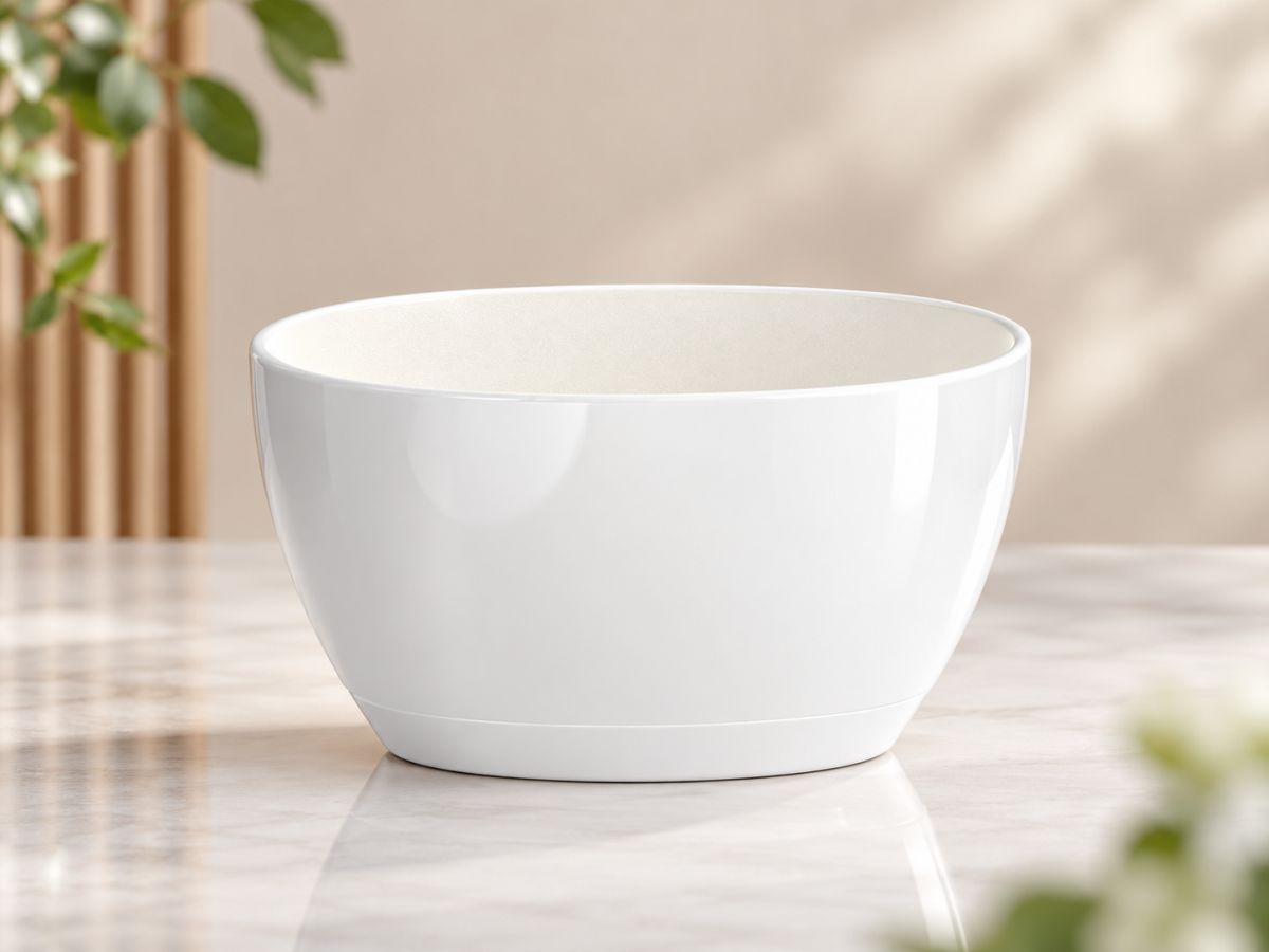 F211S 全素面橢圓雙株蘭花盆，簡約圓潤造型