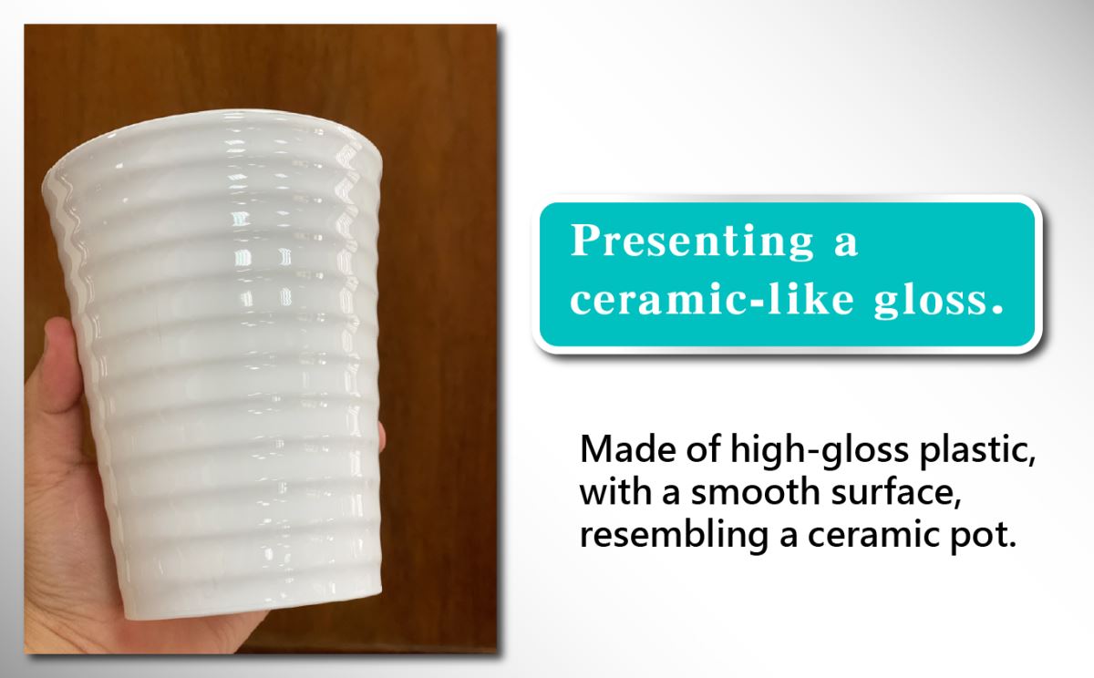 Ceramic-look plastic Flowerpot - More affordable, More recyclable, and More durable,F188 Pleated Ceramic-Look Flowerpot Perfectly fit a single 3.5-inch orchid plant Four colors / Six styles