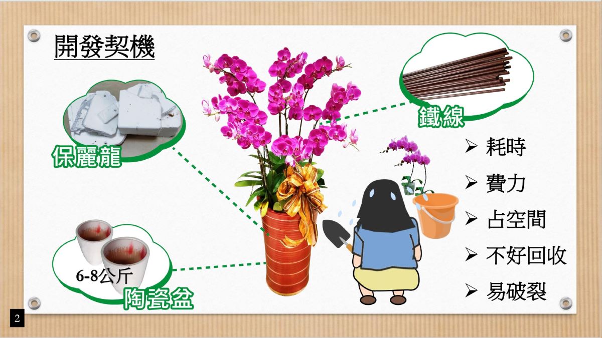 羅馬柱蘭花盆開發契機-環保減少保麗龍